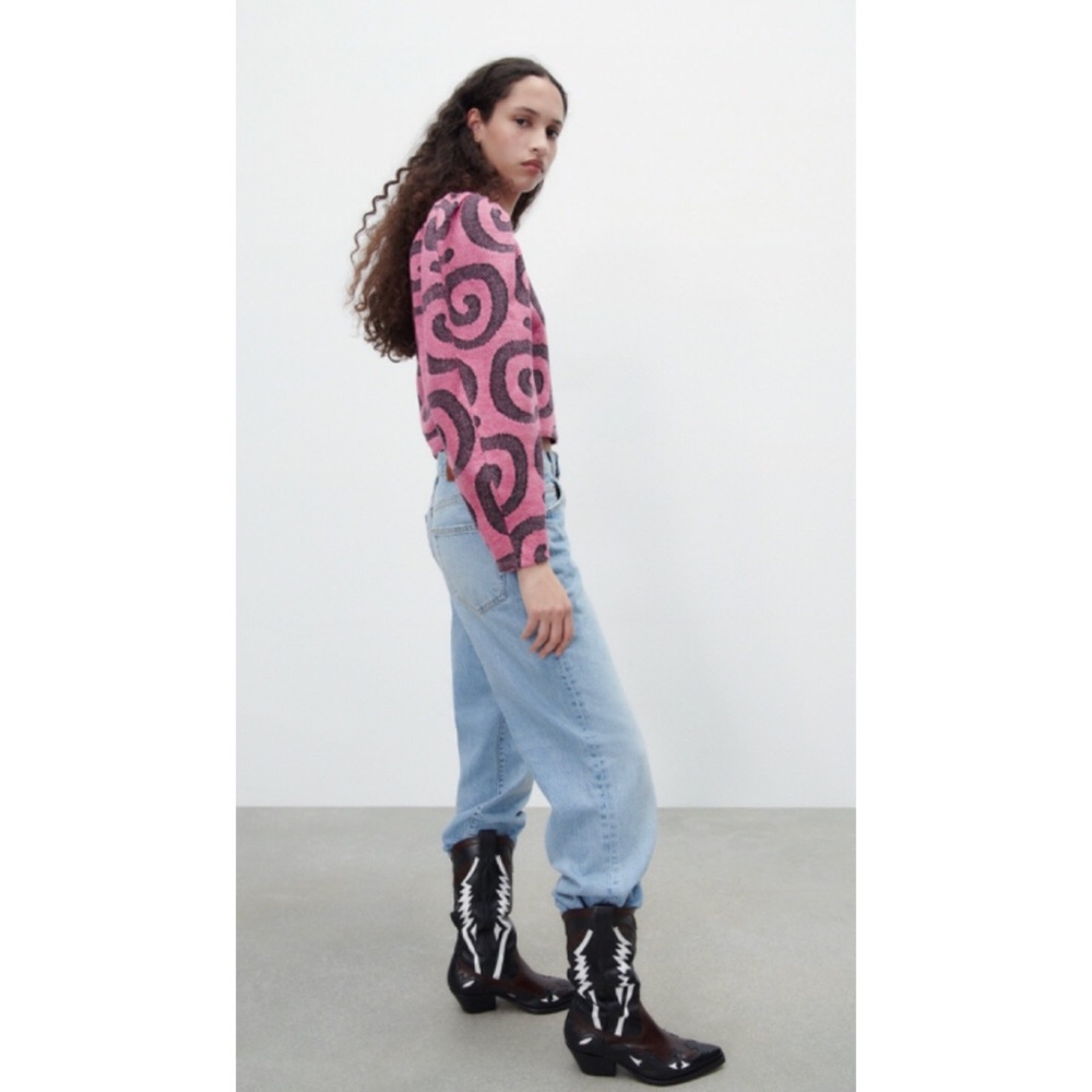 Zara JACQUARD SWEATER Pink M - Picture 3 of 9